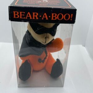 ‘Bear-A-Boo’ Vintage Jointed Costumed Halloween Teddy Bear in Orange and Black